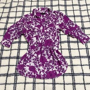 Banana Republic Boyfriend Fit Floral Button Front & Back Blouse Size M